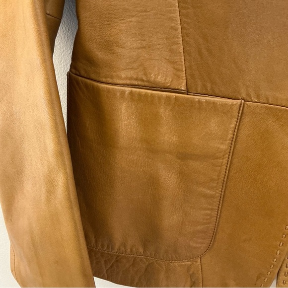 BANANA REPUBLIC Genuine Leather Blazer Jacket – Caramel Tan – Size 2 (Women’s) - Picture 7 of 10
